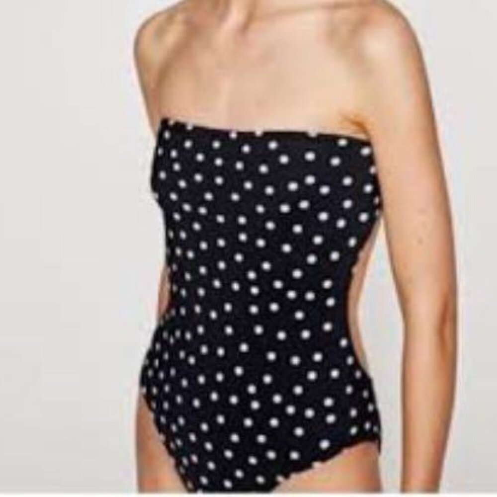 NWOT Zara Polkadot Swimsuit with Back Opening - Size Medium